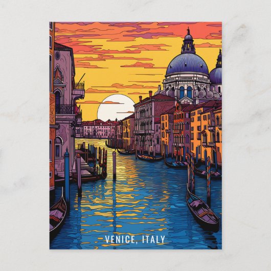 Schilderij van Venetië bij zonsondergang | Italië  Briefkaart (Voorkant)