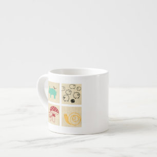 Schilderij van vier houten blokken voor kinderen espresso kop