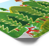 Schilderij van vier vossen op de heuvels poster (Hoek)