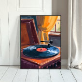 Schilderij van vintage platenspeler poster