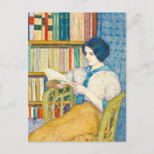 Schilderij van vrouw lezend briefkaart