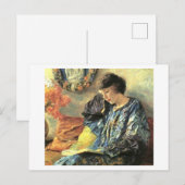 Schilderij van vrouw lezend briefkaart (Voorkant / Achterkant)