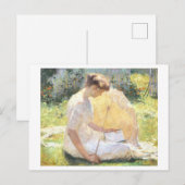Schilderij van vrouw lezend briefkaart (Voorkant / Achterkant)