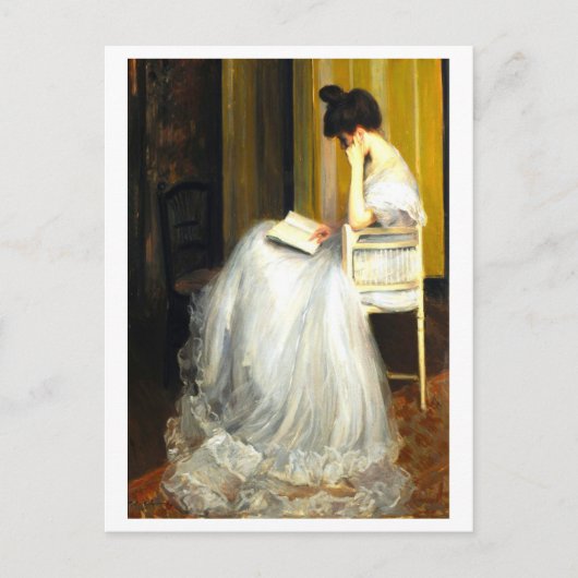 Schilderij van vrouw lezend briefkaart (Voorkant)
