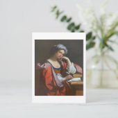 Schilderij van vrouw schrijvend briefkaart (Staand voorkant)