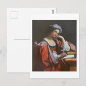 Schilderij van vrouw schrijvend briefkaart (Voorkant / Achterkant)