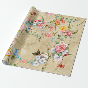 schilderij van waterverf van bladeren en bloemen, cadeaupapier
