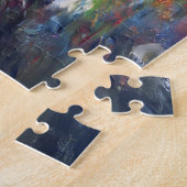 Schilderij van witte kat met parasol in klaprozenv legpuzzel (Zijkant)