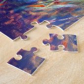 Schilderij van Witte Kat met Parasol in Poppy Fiel Legpuzzel (Zijkant)