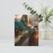 Schilderij van Wolf en Eagle Briefkaart (Staand voorkant)