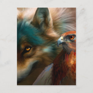 Schilderij van Wolf en Eagle Briefkaart