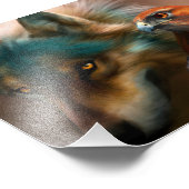 Schilderij van Wolf en Eagle Foto Afdruk (Hoek)