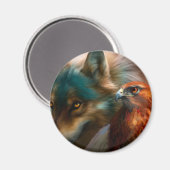 Schilderij van Wolf en Eagle Magneet (Voorkant / Achterkant)