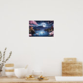 Schilderij van Wonderful Sakura Winter Night Poster (Keuken)
