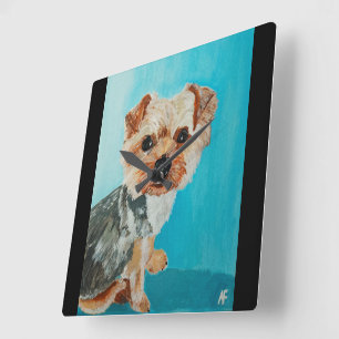 Schilderij van Yorkshire Terrier door Alfred Fox Vierkante Klok