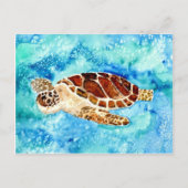schilderij van zeeen schildpad voor zeewier waterv briefkaart (Voorkant)