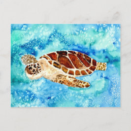 schilderij van zeeen schildpad voor zeewier waterv briefkaart