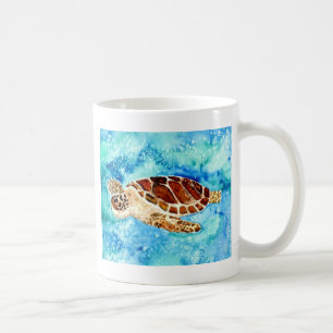 schilderij van zeeen schildpad voor zeewier waterv koffiemok