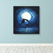 Schilderij van zeemeermin springen uit het water canvas afdruk (Insitu (Houten vloer))