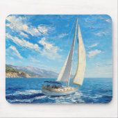 Schilderij van zeilboot met impasto-techniek muismat (Voorkant)