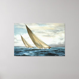 Schilderij van zeilen op de oceaan canvas afdruk