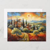Schilderij van Zonsondergang in Toscane | Italië R Briefkaart (Voorkant / Achterkant)