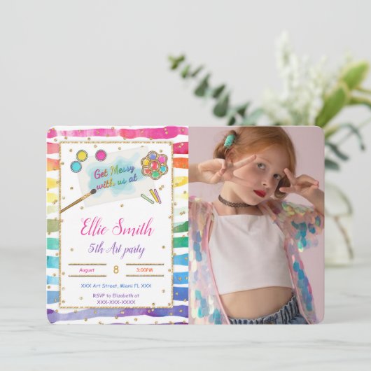 Schilderij Verjaardag Foto uitnodiging (Staand voorkant)