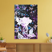 Schilderij Winterroos en Vlinders Canvasprint Canvas Afdruk (Insitu (Woonkamer))