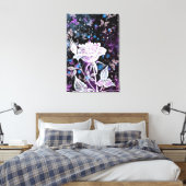 Schilderij Winterroos en Vlinders Canvasprint Canvas Afdruk (Insitu (Slaapkamer))