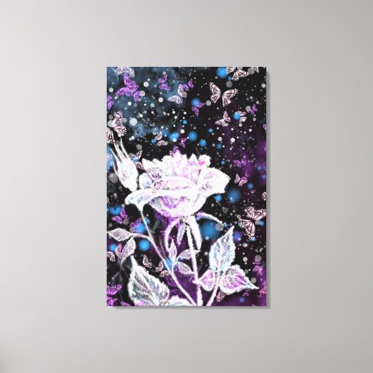Schilderij Winterroos en Vlinders Canvasprint Canvas Afdruk (Voorkant)