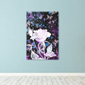 Schilderij Winterroos en Vlinders Canvasprint Canvas Afdruk (Insitu (Houten vloer))