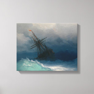 Schilderij zee schip Premium Wrapped Canvas (Glans Afdruk
