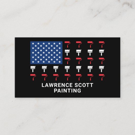 Schilderijbedrijf Amerikaanse vlag Patriottisch Visitekaartje (Voorkant)