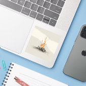 schilderijen geïnspireerd op kampvuur afbeeldingen sticker (Laptop met iPhone)