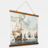 schilderijen op een kalm Zee Johan Teyler Hangend Wandkleed (Gebogen)