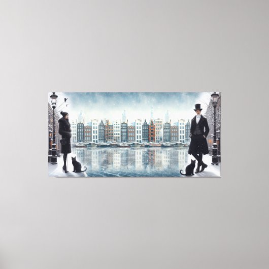 Schilderijen uit Amsterdam & moderne mode modellen Canvas Afdruk (Voorkant)