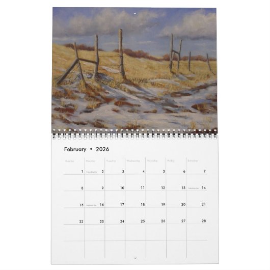 Schilderijen van de Amerikaanse West Calendar Kalender (Feb 2026)