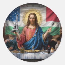 Schilderijen van Jezus uit het Laatste Avondmaal Ronde Sticker