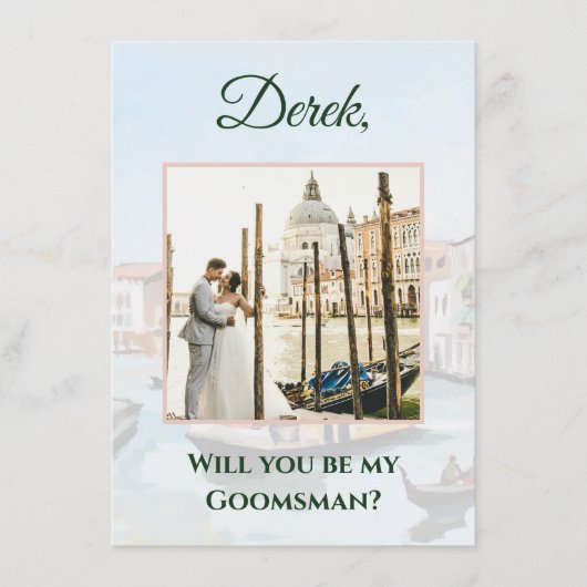 Schilderijen van Venetië Groomsman Voorstel Photo  Informatiekaartje (Voorkant)
