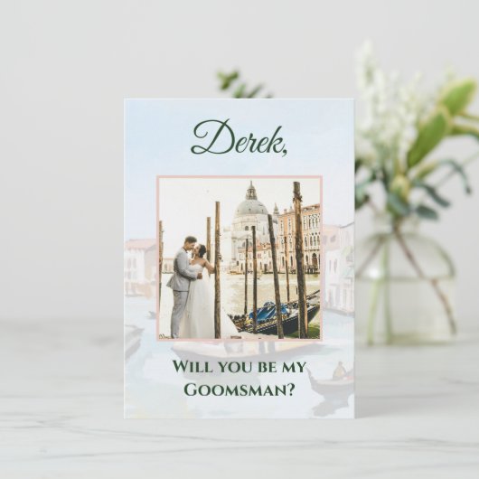 Schilderijen van Venetië Groomsman Voorstel Photo  Informatiekaartje (Staand voorkant)