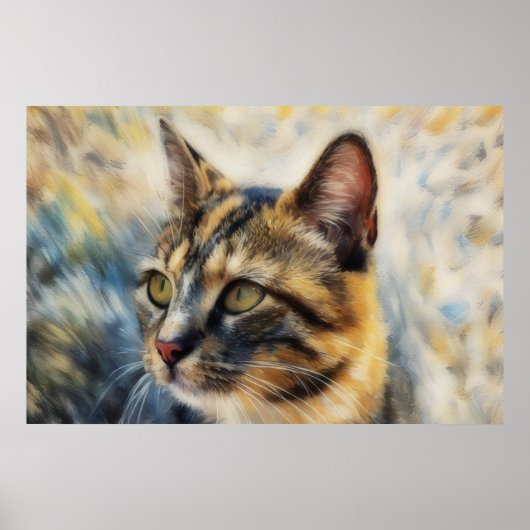 Schilderijposter Lapjeskat Kattenliefhebber Poster (Voorkant)
