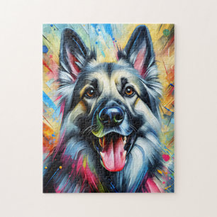 Schildering van een Duitse Herder Sable Hond Acryl Legpuzzel