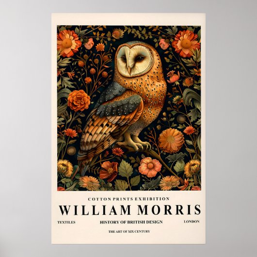 Schildering van een kerkuil, William Morris poster (Voorkant)