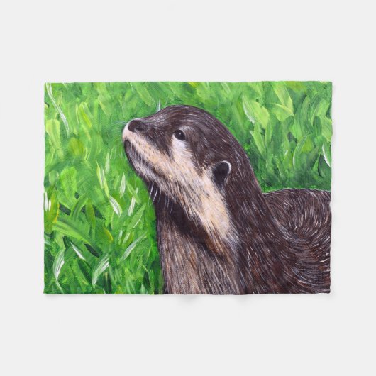 Schildering van een rivierotter fleece deken (Voorkant (Horizontaal))