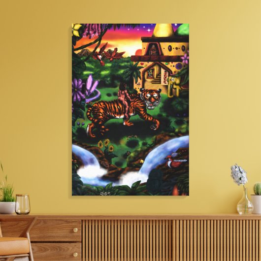 schilderkunst man dat de tijgertempel van het oerw canvas afdruk (Insitu (Woonkamer))