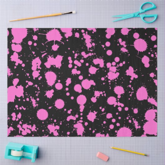 Schilderkunst met zwart en Fuschia Tissuepapier (Craft)