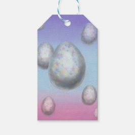 schilderkunst zeven oostereieren die in de lucht z cadeaulabel