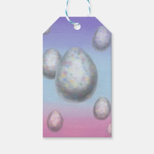 schilderkunst zeven oostereieren die in de lucht z cadeaulabel (Voorkant)