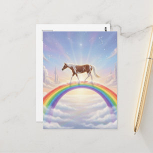Schilderpaard op een regenboogbrug briefkaart