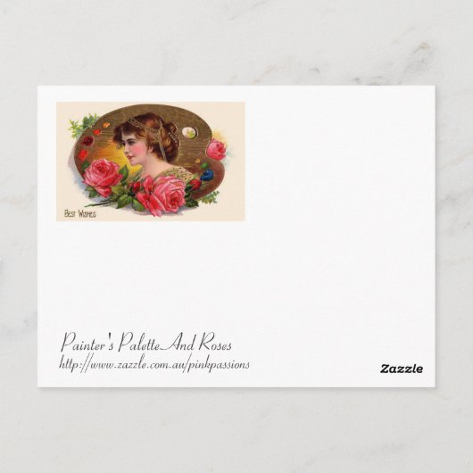  schilderpalet en Rozen Briefkaart (Achterkant)